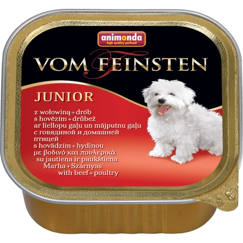 Влажный корм Vom Feinsten Junior with Beef + Poultry для щенков с говядиной и птицей 150 г (4017721826204)