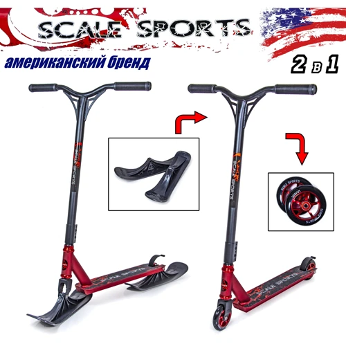 Самокат Снегоход 2 в 1 Scale Sports Storm Красный цвет Колеса + Лыжи