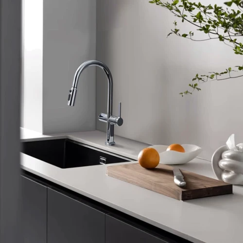 Смеситель для кухни Lefton Automatic Sensor & Pull-Down Kitchen Faucet with Temperature Display-KF2206 Chrome: Вид смесителя Однорычажный