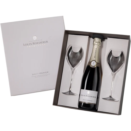 Шампанське Louis Roederer Brut 1er Gift Box біле сухе 0.75л + 2 Glasses (VTS1003270)