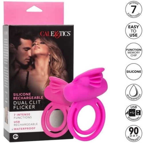 Эрекционное кольцо со стимулятором клитора CalExotics Dual Clit Flicker Enhancer