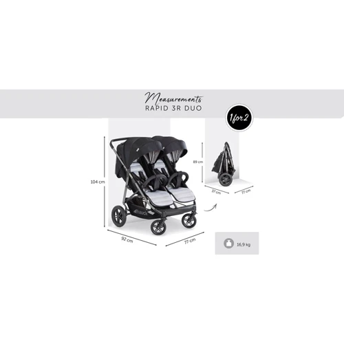 Прогулочная коляска для двойни Hauck Rapid 3R Duo с адаптерами (silver/charcoal): Тип коляски Коляска для двойни