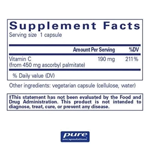 Pure Encapsulations Ascorbyl Palmitate 120 caps Аскорбілпальмітат: Тип вітамін C