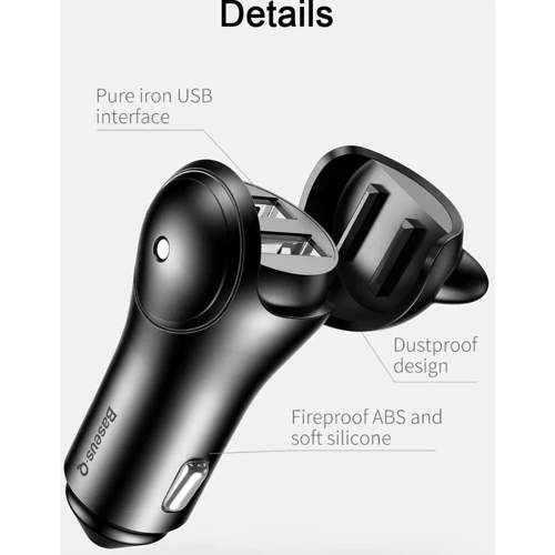 Зарядний пристрій Baseus USB Car Charger Adorkable 2xUSB 3A White (CCALL-DM01) фото 5