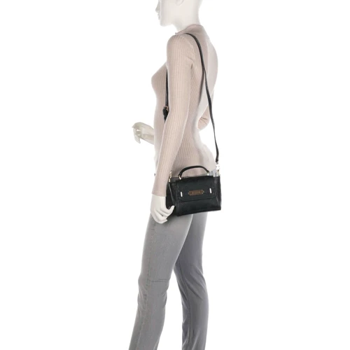 Женская сумка-cэтчел Guess Bea Mini Top Handle Flap черная (HWVS8132780-BLA): Фактура Тиснение, Матовая