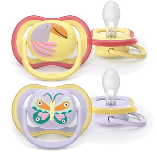 Пустушка Philips Avent Ultra Air, 0-6 міс., 2 шт, дизайн для дівчаток (SCF087/04): Вік з народження