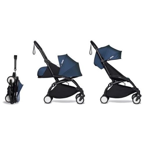 Шасі чорне Babyzen YOYO² з комплектом Plus 6 + (капюшон, матрацик) + комп.люлька AF Blue Air France / Синій: Тип коляски Универсальная коляска (2-в-1)