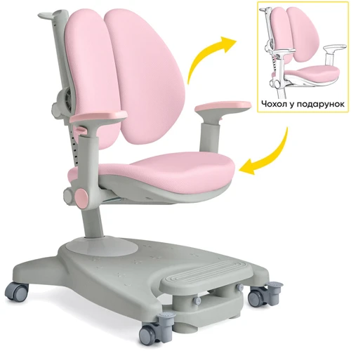 Детское кресло Mealux Supra Duo Plus Pink Grey (арт.Y-116 KP): Регулировка Глубины сиденья, Высоты спинки, Высоты сиденья