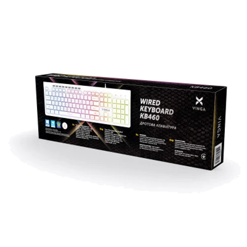 Клавиатура Vinga KB-460 White: Количество дополнительных клавиш 9