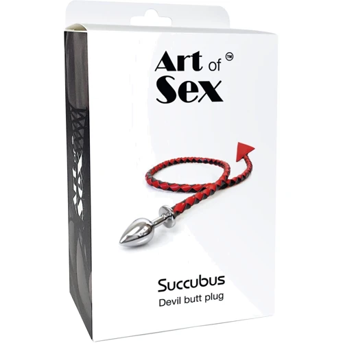 Металлическая анальная пробка S с дьявольским хвостом Art of Sex - Succubus (черный/золото)