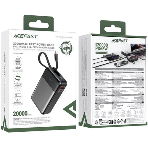Внешний аккумулятор Acefast Power Bank 20000mAh M21 65W Black/Gray