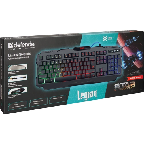 Клавиатура Defender Legion GK-010DL (45010): Подключение проводное