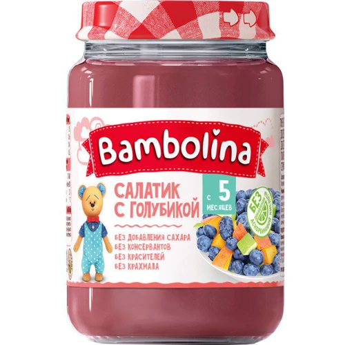 Пюре Bambolina Салатик с голубикой 190 г new (4813163001847)