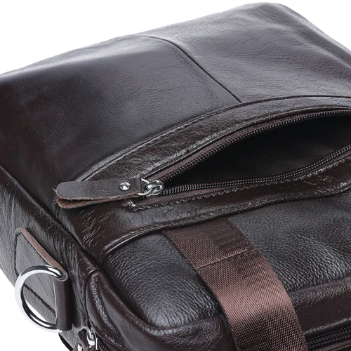 Мужская сумка через плечо Borsa Leather коричневая (K18863-brown): Тип ручки Плечевой ремень, С двумя ручками, Короткая ручка, Плечевой ремень