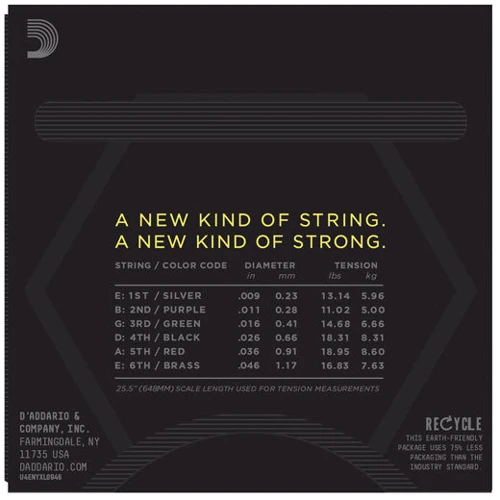 Струна для гитар Струны D`ADDARIO NYXL0946 SUPER TOP / REGULAR BOTTOM (09-46): Назначение Для электрогитары