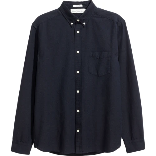 Рубашка H&M 4555495 48 синяя с длинным рукавом