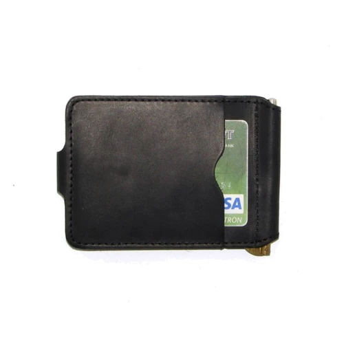 Мужской зажим для денег DNK Leather черный (DNK Зажим-H col.J): Формат кошелька Вертикальный