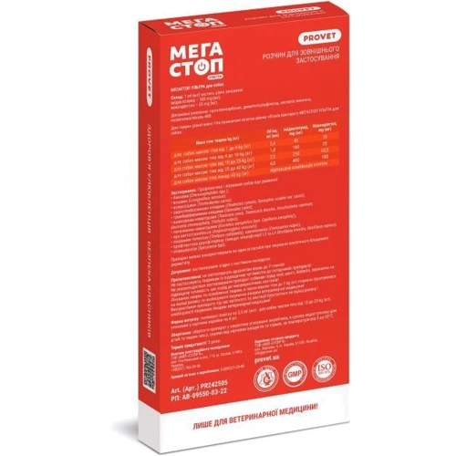 Капли на холку ProVET Мегастоп Ультра для собак до 4 кг 4 пипетки по 0.4 мл (4823082425075): Тип Капли