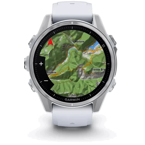 Смарт-часы Garmin Fenix 8 AMOLED 43mm Silver with Whitestone Silicone Band (010-02903-00): Особенности Бесконтактная оплата, Большой экран, Влагозащищенные, Металлический корпус, Фонарик, Компас, Барометр, Термометр, Тактические, Встроенный микрофон, Динамик (громкая связь), Функция звонка