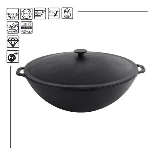 Brizoll WOK чугунная с крышкой 36 см (W36-2): Тип сковороды ВОК