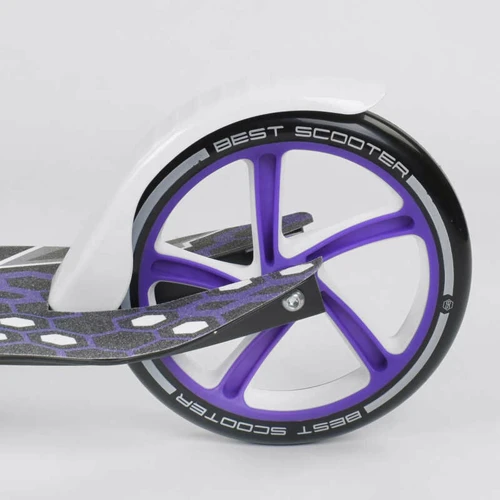 Самокат детский Best Scooter с PU колесами, зажимом руля и 1 амортизатором White/Purple (88916): Материал колес полиуретан
