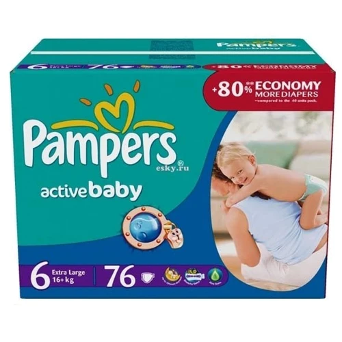 PAMPERS Active Baby Extra Large (16+ кг) 76 шт фото 1