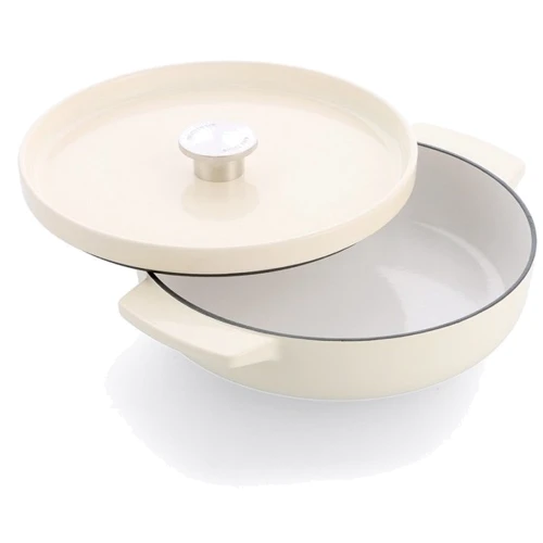 Сотейник чугунный с крышкой KitchenAid 26 см 2.77 л миндальный крем (CC009010-001)
