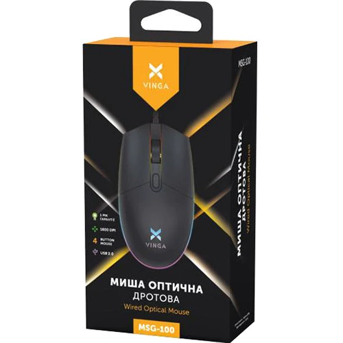 Мышь Vinga MSG-100 Black: Эргономика симметричная для левшей