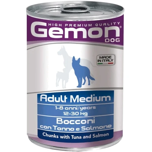 Влажный корм Gemon Dog Wet Medium Adult для собак кусочки с тунцом и лососем 0.415 кг (70387880)