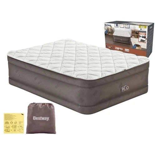 Надувний матрац Велюр ліжко Bestway із вбудованим електронасосом 203x152x51 см (69145P)