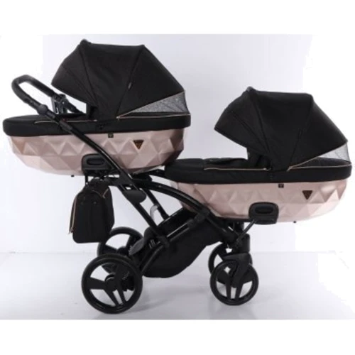 Універсальний візок для двійні 2 в 1 Junama Mirror Satin Duo Slim 02, чорний з бронзовим (J-MS-DUOs-02): Стать дитини Унисекс