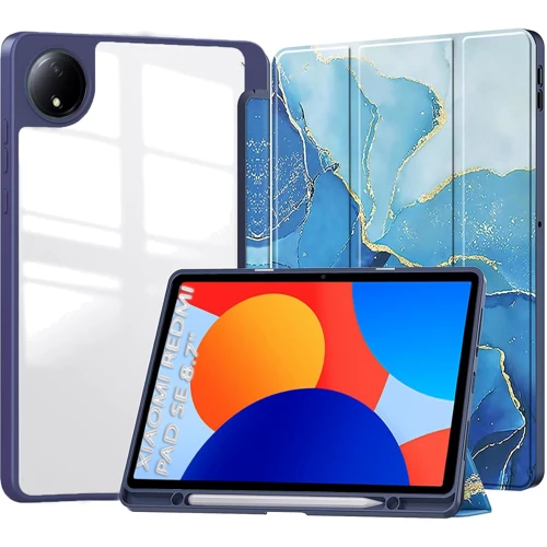 Аксесуар для планшетних ПК BeCover Soft Edge TPU з Pencil Mount Blue Marble для Xiaomi Redmi Pad SE 8.7 (712572): Колір синій