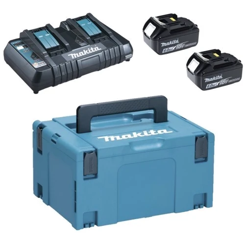 Набір акумуляторів + зарядний пристрій Makita 198077-8, LX L1860 x 2шт (18В, 6Ач) + DC18RD, кейс Makpac3: Тип Комплект (зарядное устройство + аккумулятор)