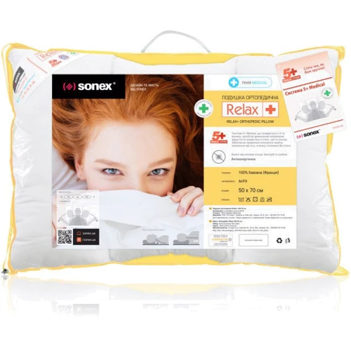 Подушка Sonex Relax 50х70 см біла (SO102057): Матеріал чохла хлопок