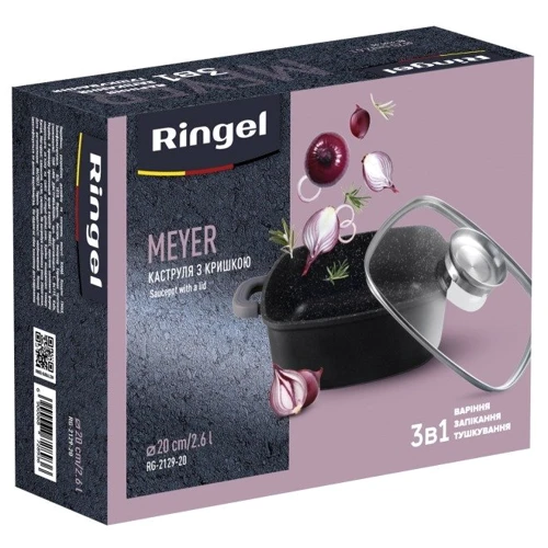 Кастрюля Ringel Meyer с крышкой 20см/2.4л (RG-2129-20): Форма Квадратная