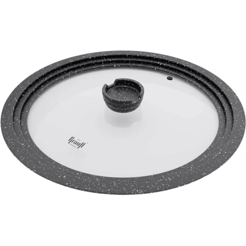 Кришка Krauff MultiSize скляна із силіконовим ободом 24-28 см (27737)