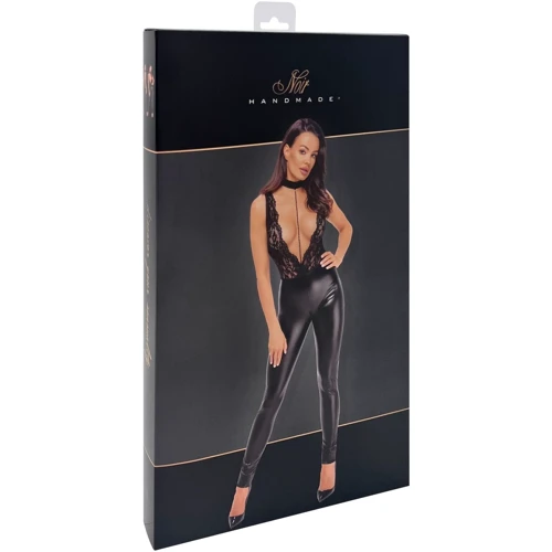 Комбинезон Noir Handmade F298 Libido Deep-V catsuit with collar and pearl chain Black, M