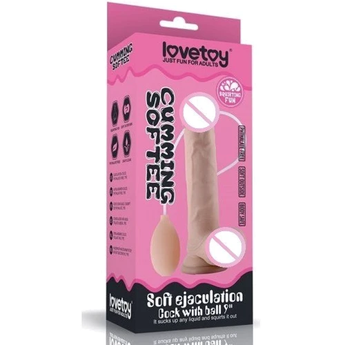 Фаллоимитатор с семяизверженем LoveToy Soft Ejaculation Cock With Ball Flesh 9"