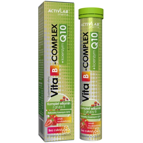 Activlab Vita B Complex + Q10 Вітамін В + Коензим Q10 20 шипучих пігулок смак полуниці