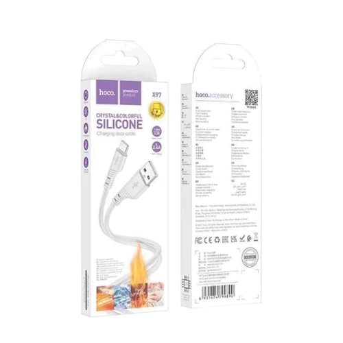 Кабель Hoco USB Cable to USB-C X97 Crystal 2.4A 20W 1m Light Gray: Тип USB Cable - USB-C