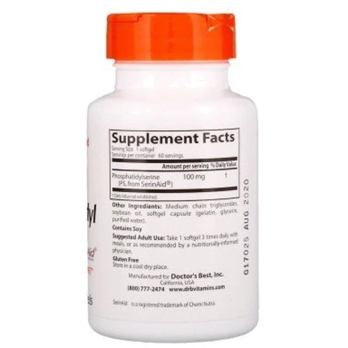 Doctor's Best Phosphatidylserine with SerinAid 100 mg 60 Softgels Фосфатидилсерин: Форма випуску капсули