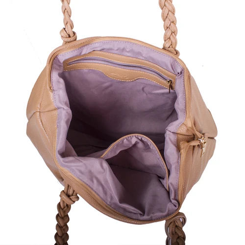 Женская сумка тоут Amelie Galanti бежевая (A991301-1-beige): Фактура Зернистая, Матовая