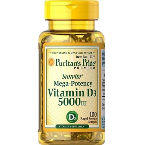 Puritan's Pride Vitamin D3 5000 IU 100 caps (PTP-19377)