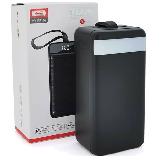 Внешний аккумулятор XO Power Bank 60000mAh PR159 Fast Charging with Light 22.5W Black