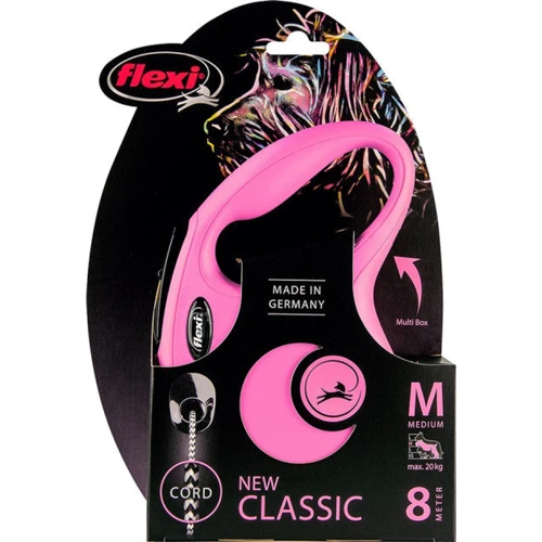 Поводок-рулетка Flexi New Classic М до 20 кг 8 м розовый (4000498022832): Тип шнура Трос