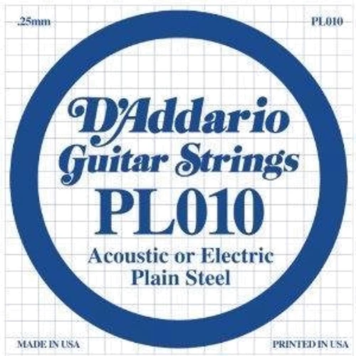 Струна для гітар Струна D`ADDARIO PL010 Plain Steel 010: Тип Струна