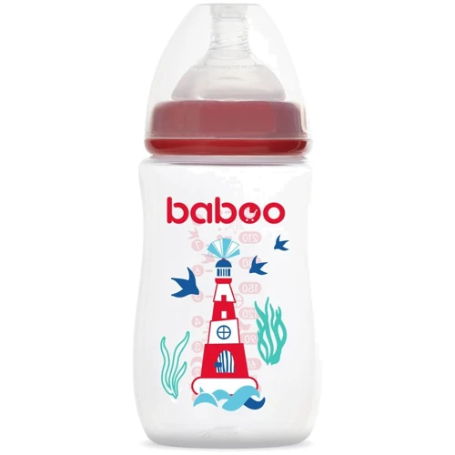 Бутылочка для кормления Baboo Marine 250 мл красная (3-116)