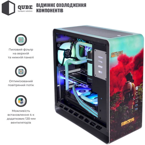 Корпус QUBE Hawk Black Far Cry 6 Printed (QBX4A_WBNU3PFC): Матеріал передній панелі алюміній