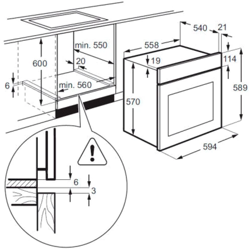 Духовой шкаф электрический Zanussi ZZB510401B: Объем, л 56
