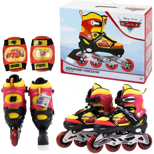 Ролики Extreme Motion Cars с металлической рамой и PU колесами со световыми эффектами с защитой S (31-34) в коробке (RL2119)